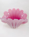 XL 1950s PINK MURANO OPALINE GLASS CLAM SHELL BOWL