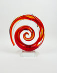 1980s NEW ZEALAND ART RED SPIRAL GLASS PAPERWEIGHT/SCULPTURE