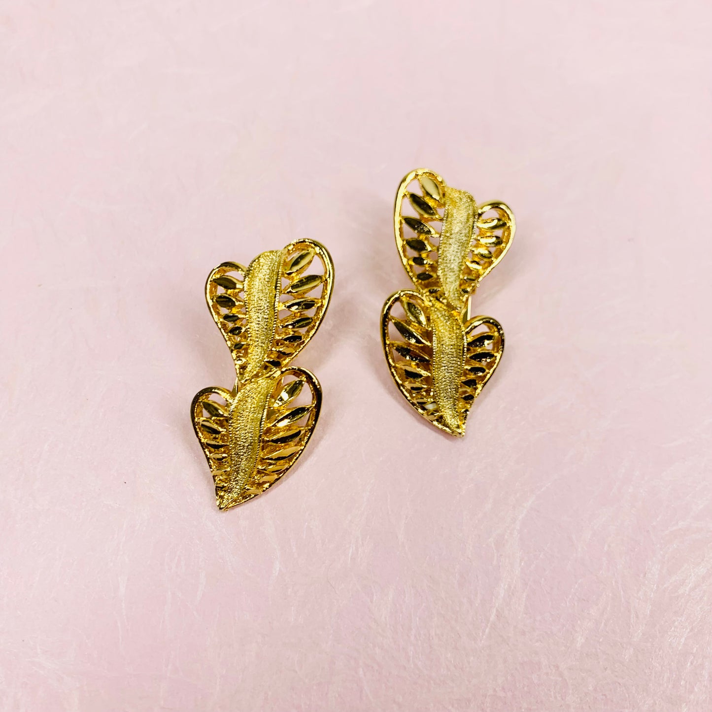 DOUBLE HEART DROP EARRINGS
