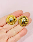 ANTIQUE GOLD GILT BUTTON EARRINGS