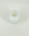 1980s HAND MADE CASED WHITE YELLOW GREEN SPATTER ART GLASS POSY VASE