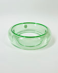 LARGE ANTIQUE GREEN DEPRESSION URANIUM GLASS ROUND FLOWER FROG