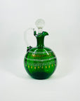 1940s ITALIAN GREEN GLASS HAND PAINTED JUG/DECANTER