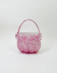 1980s PINK SPATTER MINI ART GLASS BAG VASE