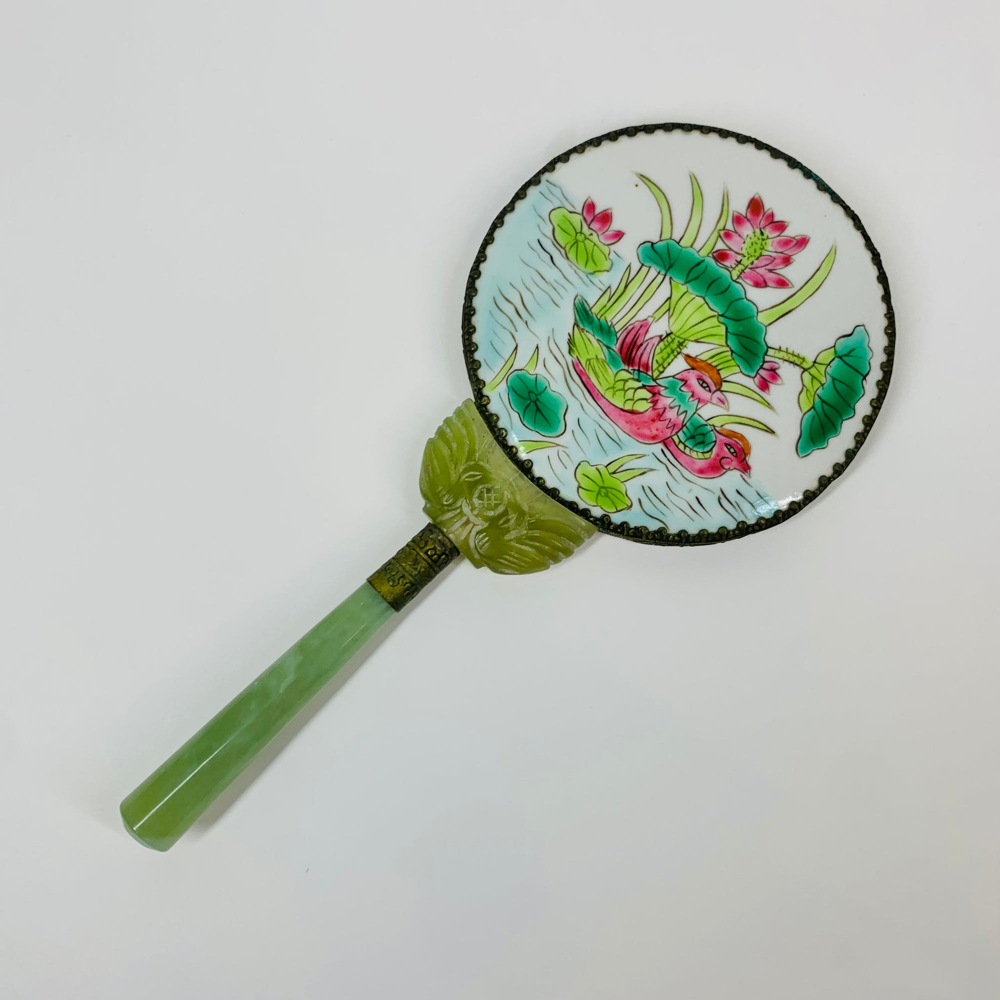 ANTIQUE JADE HAND MIRROR