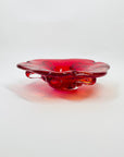 1950s MURANO RED PINCHED BOWL/ASHTRAY WITH CONTROLLED BUBBLES