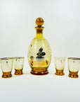 1940s AMBER GOLD SILVER GILDED GLASS DECANTER SET
