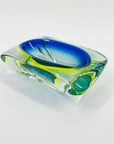 1940s GREEN COBALT BLUE SOMMERSO URANIUM GLASS BOWL