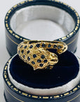 1970s 18k YELLOW GOLD BLUE SAPPHIRE LEOPARD RING