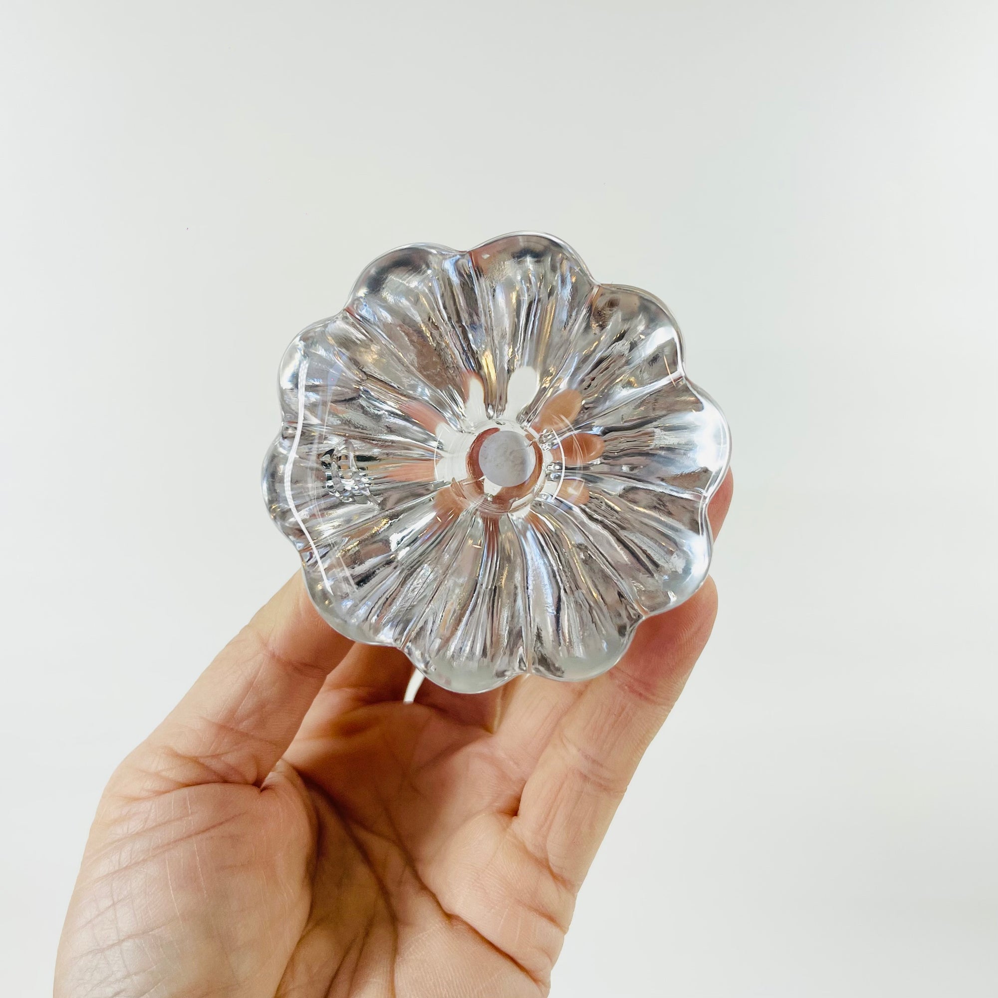 1970s ORREFORS FLOWER GLASS CANDLE HOLDER