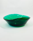 1950s ITALIAN MURANO EMERALD GREEN GLASS PINCHED BOWL