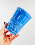 ANTIQUE VICTORIAN LADY JEANETTE PERIWINKLE BLUE OPALINE GLASS TUMBLERS