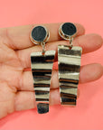 1970s ZIG ZAG DROP CLIP ON EARRINGS
