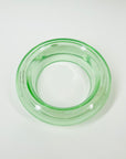 LARGE ANTIQUE GREEN DEPRESSION URANIUM GLASS ROUND FLOWER FROG