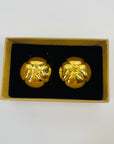 1998 CHANEL CC GOLD LOGO FLOWER CLIP ON EARRINGS