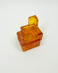 1980s CHINESE AMBER SATIN GLASS SCULPTURE BY TITTOT