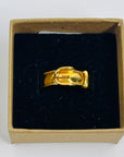 VINTAGE HERMES COSTUME GOLD BUCKLE RING WITH DIAMONDS