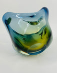 MCM BLUE GREEN MURANO SOMMERSO PINCHED GLASS BOWL/ASHTRAY