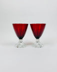 1950s ANCHOR HOCKING BERWICK BUBBLE FOOT RUBY GLASSES