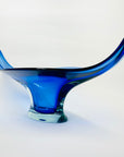 X-LARGE 1940s URANIUM MURANO BLUE SOMMERSO GLASS BOWL