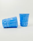ANTIQUE VICTORIAN LADY JEANETTE PERIWINKLE BLUE OPALINE GLASS TUMBLERS
