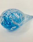 1980s MURANO MOUTH BLOWN BLUE SPATTER BOTTLE VASE