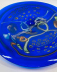 LARGE ANTIQUE COBALT BLUE MURANO GLASS CHARGER PLATE/SHALLOW BOWL WITH MILLEFIORI & MURRINE DECORATIONS