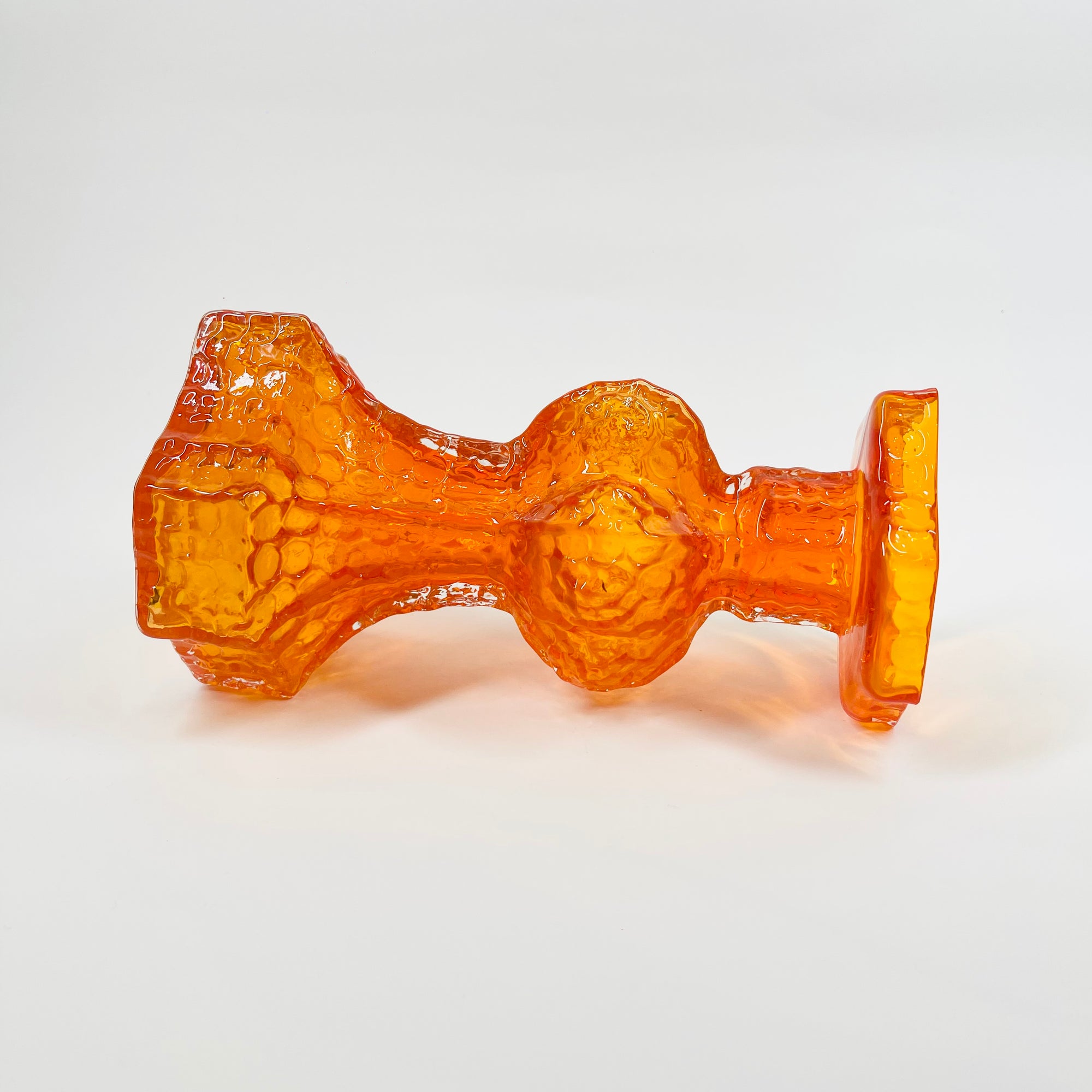 MIDCENTURY FINNISH ORANGE BARK GLASS VASE/CANDLE HOLDER BY NANNY STILL FOR RIIHIMAEN LASI