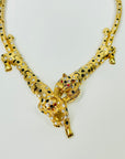 1980s ATWELL & SON DOUBLE PANTHERE STATEMENT NECKLACE SUITE