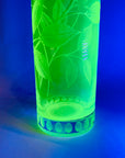 ANTIQUE URANIUM ETCHED GLASS VASE BY MOSER