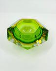 1950s GREEN YELLOW MURANO MANDRUZZATO SOMMERSO FACETED GLASS BOWL/ASHTRAY