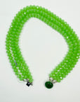 VINTAGE GREEN AUSTRIAN CRYSTAL BEADS NECKLACE WITH GREEN STONE PENDANT CLASP