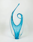 1950s MURANO TURQUOISE BLUE SPATTER GLASS FLAME BASKET/VASE