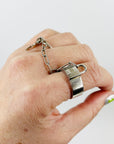1990s HERMES STERLING SILVER ALPHAKELLY DOUBLE RING