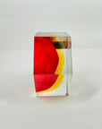 1950s RED RUBY GOLD MURANO MANDRUZZATO SOMMERSO FACETED GLASS HEXAGON BOWL