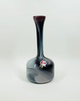 1960s ITALIAN EMPOLI AMETHYST/PURPLE CASED WHITE SWIRLS GLASS BOTTLE VASE