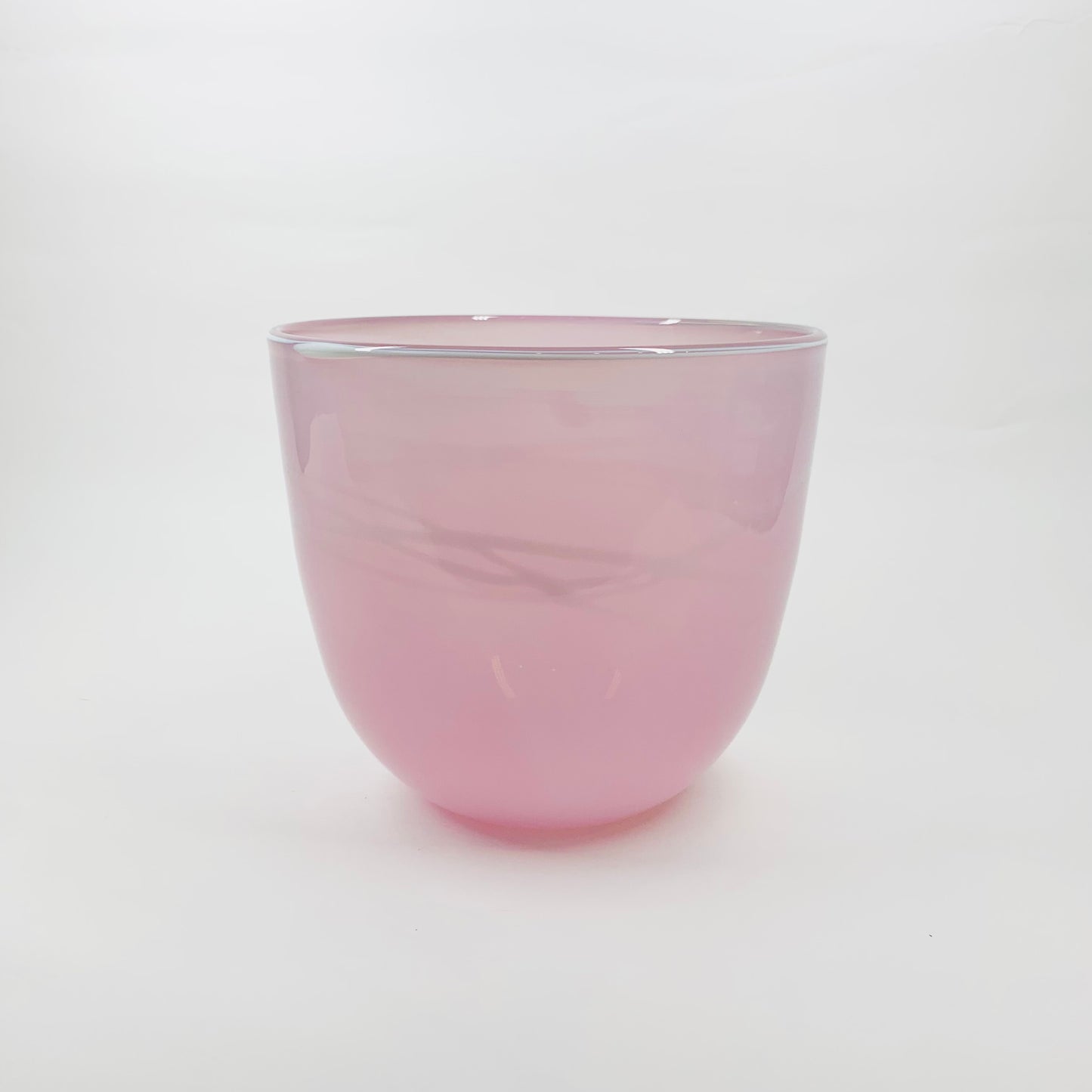 MOUTH BLOWN PINK ART GLASS BOWL