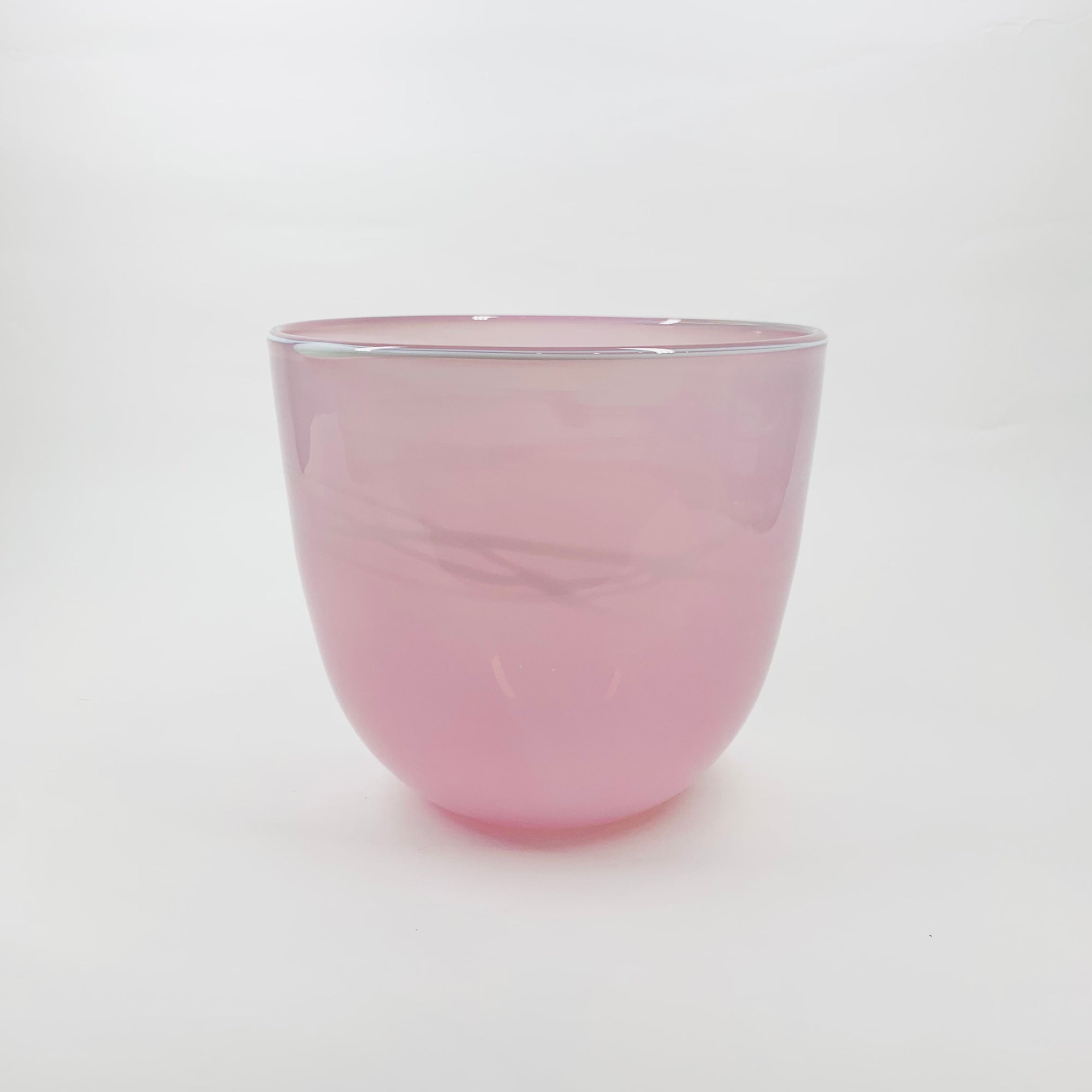 MOUTH BLOWN PINK ART GLASS BOWL