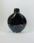 80s BLACK PURPLE ART GLASS VASE