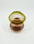 ANTIQUE FRENCH ART NOUVEAU FISSURE GLASS MINI VASE WITH GOLD GILDING