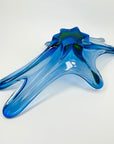 X-LARGE 1940s URANIUM MURANO BLUE SOMMERSO GLASS BOWL