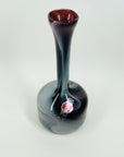 1960s ITALIAN EMPOLI AMETHYST/PURPLE CASED WHITE SWIRLS GLASS BOTTLE VASE