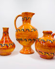 1960s WEST GERMAN ORANGE FAT LAVA POTTERY TALL JUG VASE BY KREUTZ KERAMIK