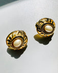 1980s PEARL OVAL FILIGREE STUD EARRINGS