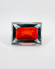 1950s MURANO RUBY BLUE YELLOW SOMMERSO FACETED RECTANGULAR GLASS BOWL