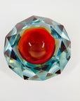 1950s MURANO MANDRUZZATO RUBY SOMMERSO DIAMOND FACETED GLASS BOWL