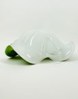 1950s CASED GREEN MURANO GLASS RUFFLE BOWL WITH AVENTURRINE & CONTROLLED BUBBLES