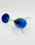 1970s TURDA GREEN BLUE INK STEMS WINE GLASS