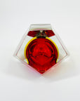 1950s FACETED MURANO RED YELLOW GEODE BOWL