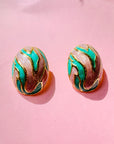 1980s PASTEL PINK BLUE ENAMEL CLIP ON EARRINGS